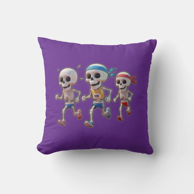 “3D Cartoon Skeleton Race • Funny Running Skeleton Kissen (Vorderseite)