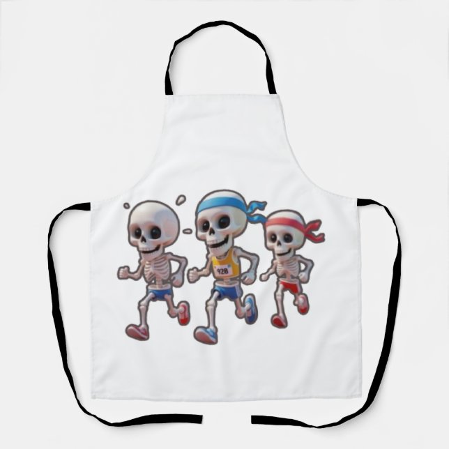 “3D Cartoon Skeleton Race • Funny Running Skeleton Schürze (Vorderseite)