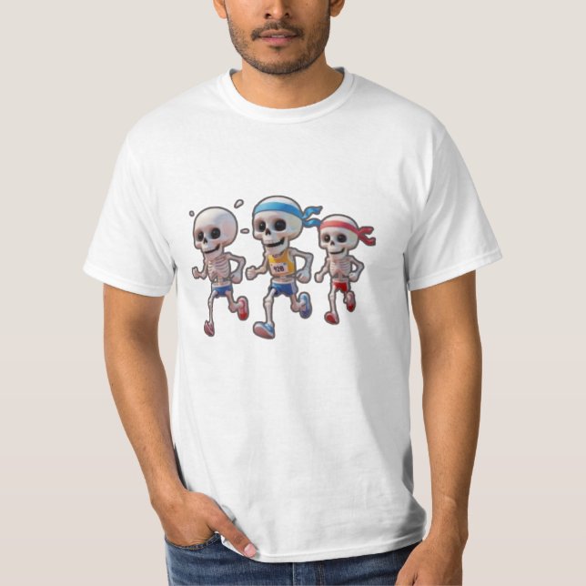 “3D Cartoon Skeleton Race • Funny Running Skeleton T-Shirt (Vorderseite)