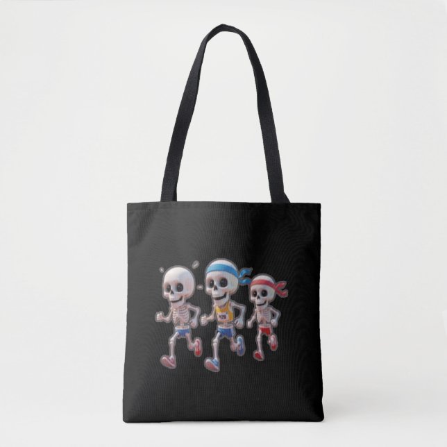 “3D Cartoon Skeleton Race • Funny Running Skeleton Tasche (Vorderseite)