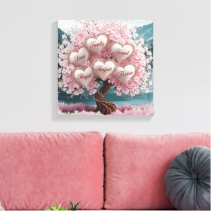3D Cherry Blossom Tree mit Glitzer und Intertwine Leinwanddruck