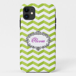 3D Chevrons Green/White iPhone Case Ihren Namen hi