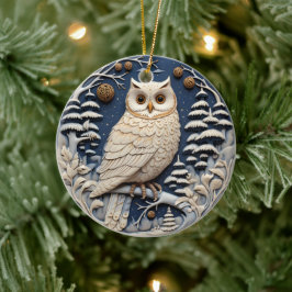 3D Chirstmas Niedliches Weißes Owl Animal Keramik Ornament