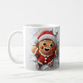 3D Christmas Gingerbread Hole In A Wall Mug Wrap Kaffeetasse