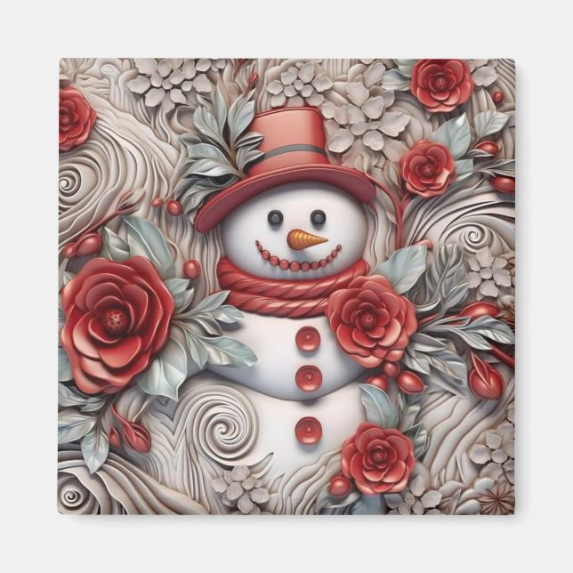 3D Christmas Snowman Magnet (Vorne)