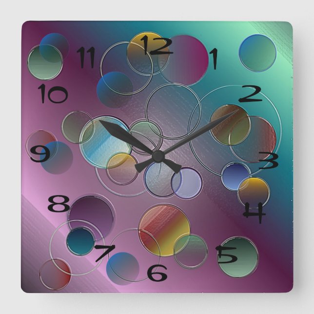 3D Circles Wall Clock Quadratische Wanduhr (Vorderseite)