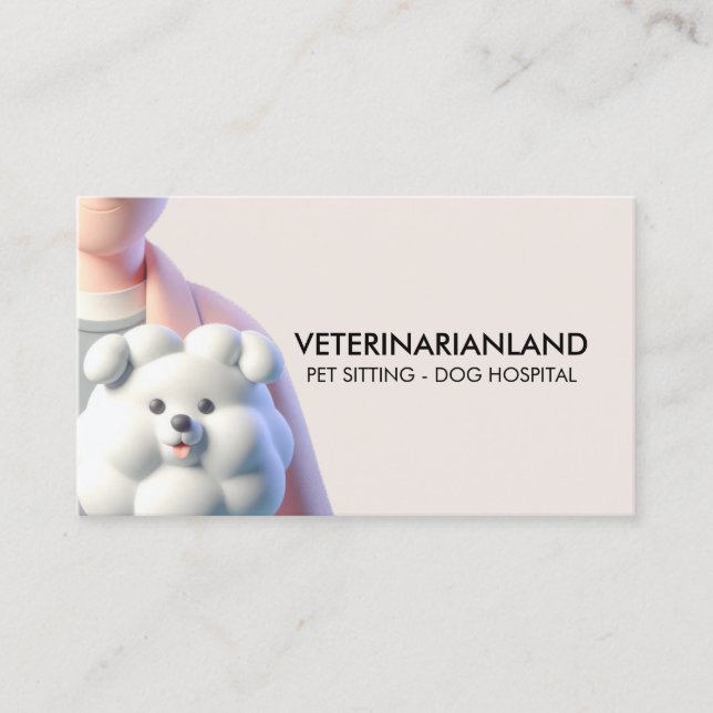 3D Clay Plastic Dog Veterinary Character Visitenkarte (Vorderseite)