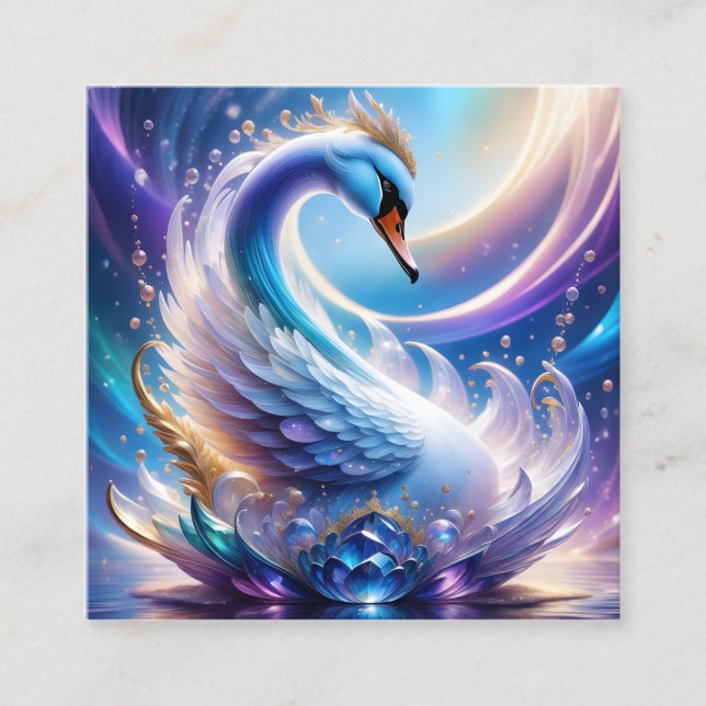 3d. Crystal Swan ist eine 3D-Druckerei, die sich u Quadratische Visitenkarte (Vorderseite)