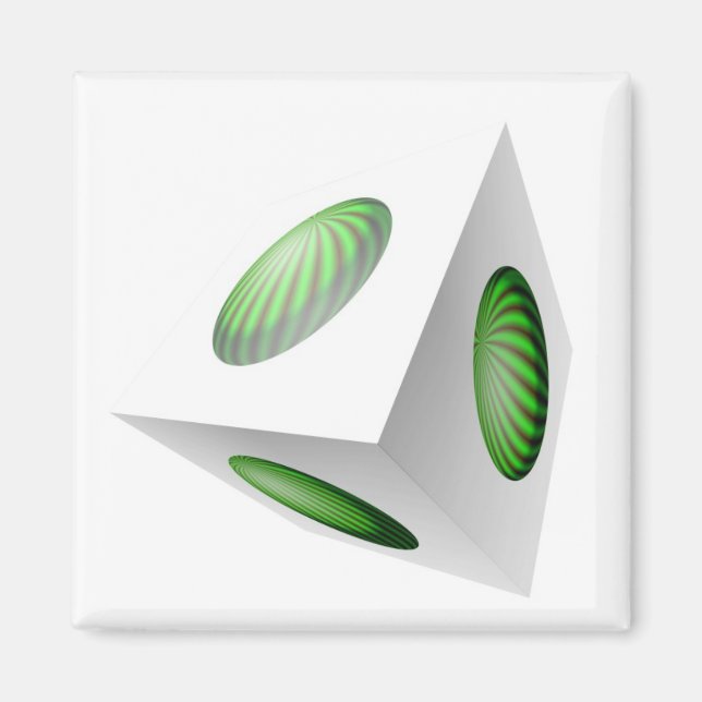 3D-Cube mit Grünflächen Magnet (Vorne)