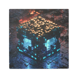 3D-Cubes Metal Print