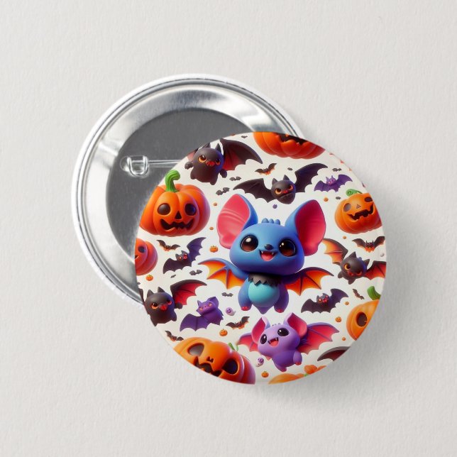 3D cute bats halloween Button (Vorne & Hinten)