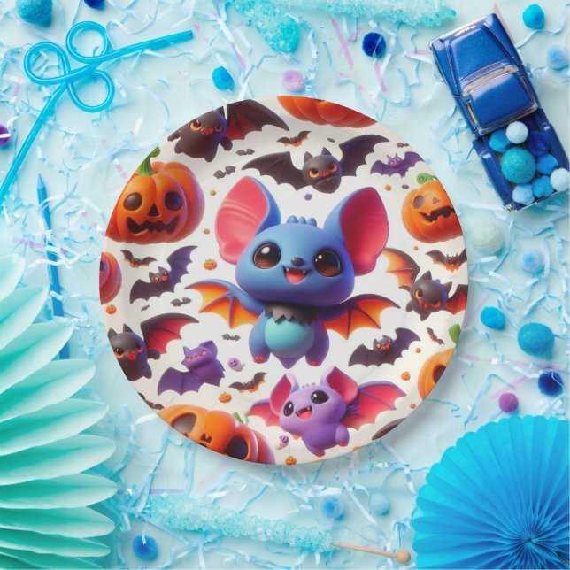 3D cute bats halloween Pappteller (Party)