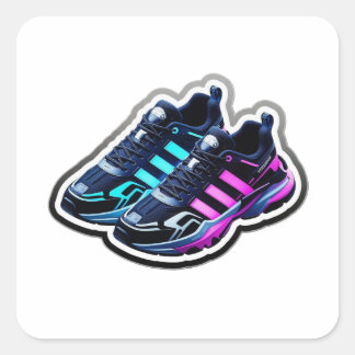 3D-Cyberpunk-Neon-Laufschuhe-Ästhetik-Aufkleber Quadratischer Aufkleber