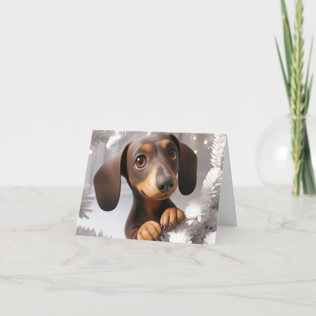 3D-Dackel animierte Weihnachtskarte Karte (Vorderseite)