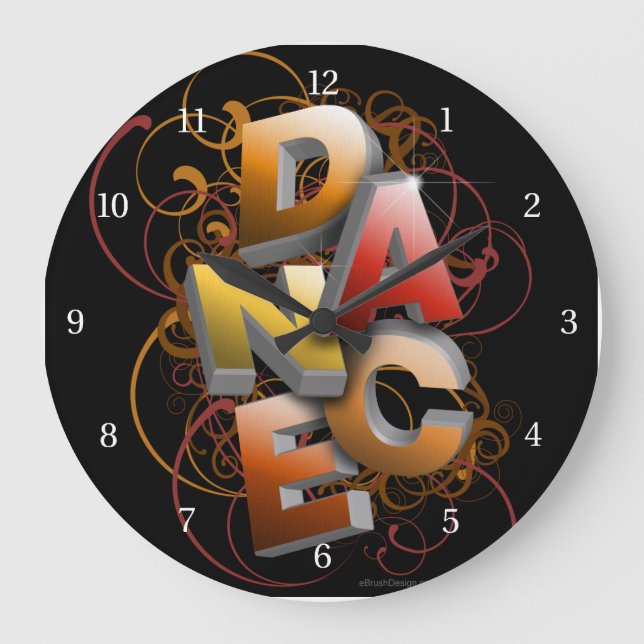 3D Dance (fall) Large Clock Große Wanduhr (Vorderseite)