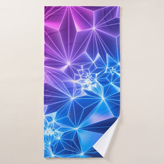 3D-Darstellung, rosa blauer neongeometrischer Hint Badehandtuch (Badehandtuch)