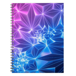 3D-Darstellung, rosa blauer neongeometrischer Hint Notizblock