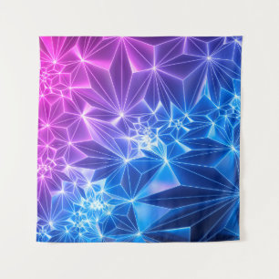 3D-Darstellung, rosa blauer neongeometrischer Hint Wandteppich