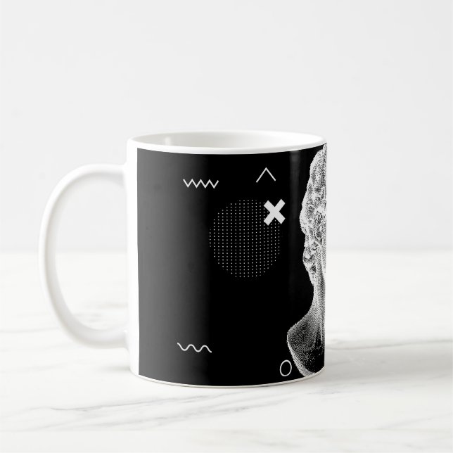 3D-Darstellung von Michelangelos David Kopf in Pix Kaffeetasse (Links)