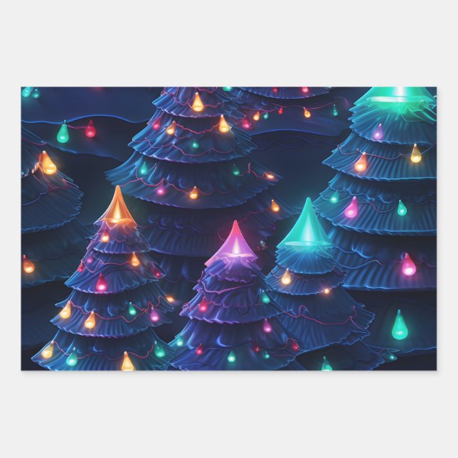 3D Delight Christmas Tree & Lights Geschenkpapier Set (Vorderseite)