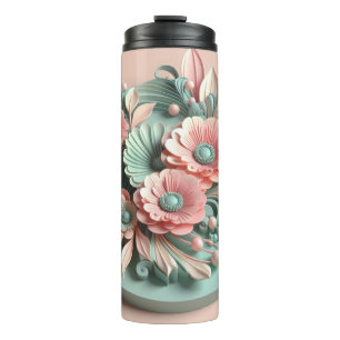 3D Digital Print of Elegante Moderne botanische Bl Thermosbecher