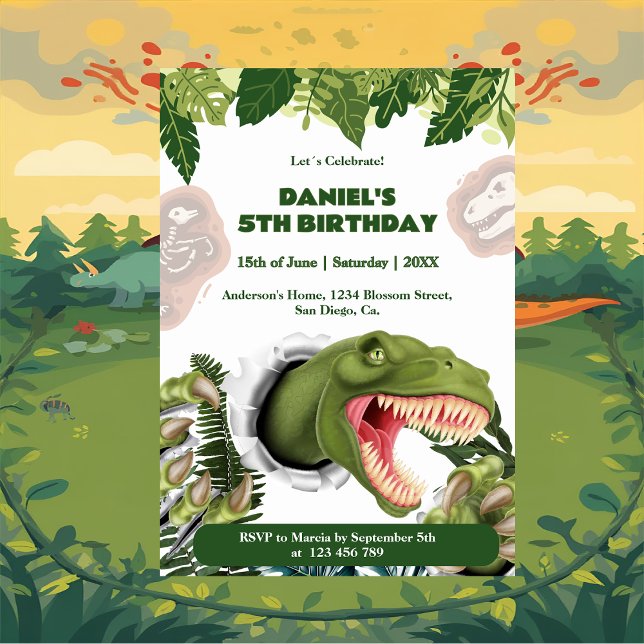 3D Dinosaur Birthday Einladung (Von Creator hochgeladen)