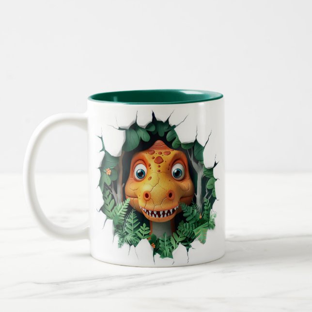 3D Dinosaurier Hot Cocoa Kinder Zweifarbige Tasse (Links)