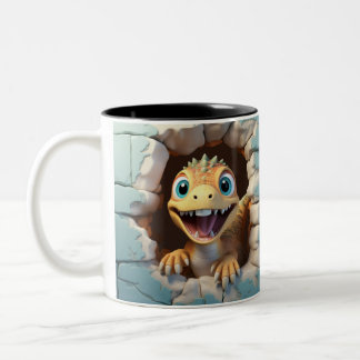 3D-Dinosaurier-Loch in einer Wall-Tasse Zweifarbige Tasse