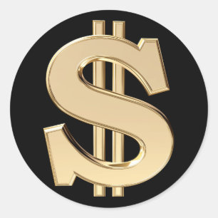 3D-Dollar Runder Aufkleber