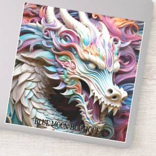 3D-Drache und Blumen individuell zugeschnittenes V Aufkleber