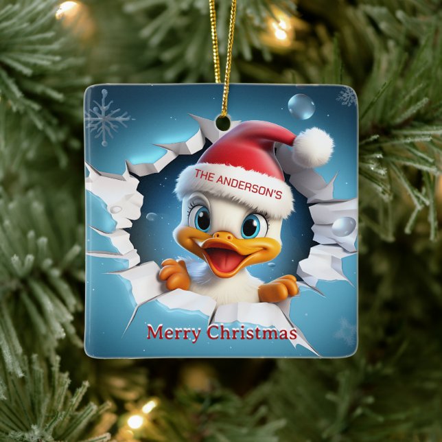 3D Duck Christmas Keramikornament (Baum)