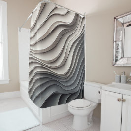 3D-Duschvorhang in Beige und Grau - Deko Duschvorhang