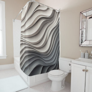 3D-Duschvorhang in Beige und Grau - Deko Duschvorhang