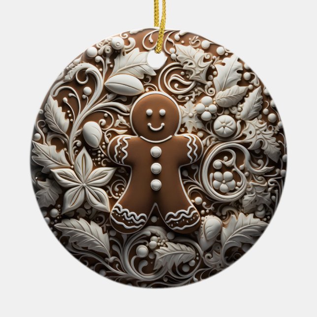 3D Effect Gingerbread Ornament | Custom Name (Vorne)