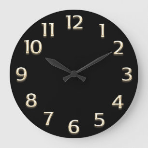 3D Effect Gold Champagne Minimalism Modern Black Große Wanduhr