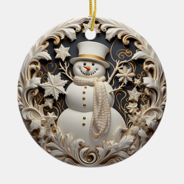 3D Effect Snowman Christmas Ornament | Custom name (Vorne)