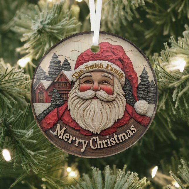 3D-Effekt Santa Glass Ornament - Anpassbar Aus Glas (InSitu)
