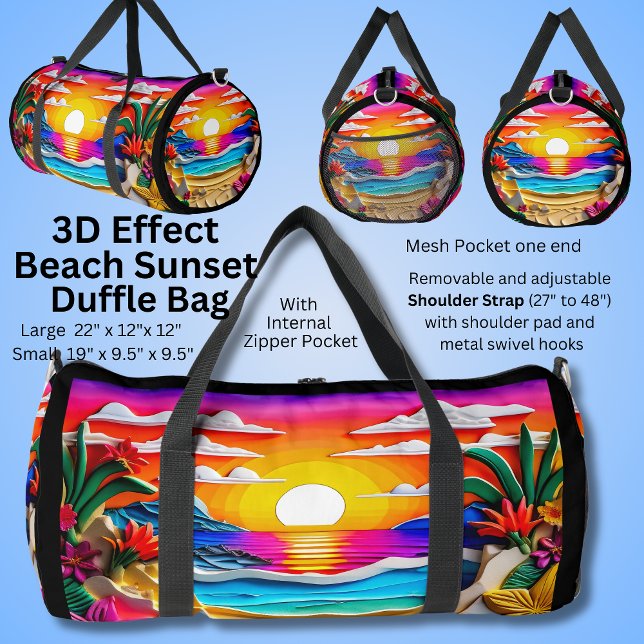 3D-Effekt, Sonnenuntergang Blume Wolkenmalerei Duffle Bag (Von Creator hochgeladen)