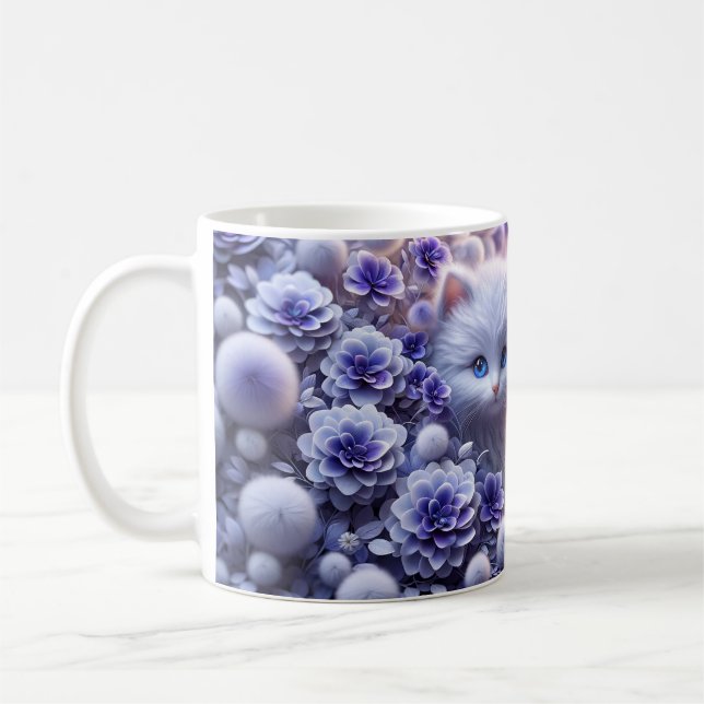 3D-Effekt Tasse Katze und Blume- KatzenTasse (Links)
