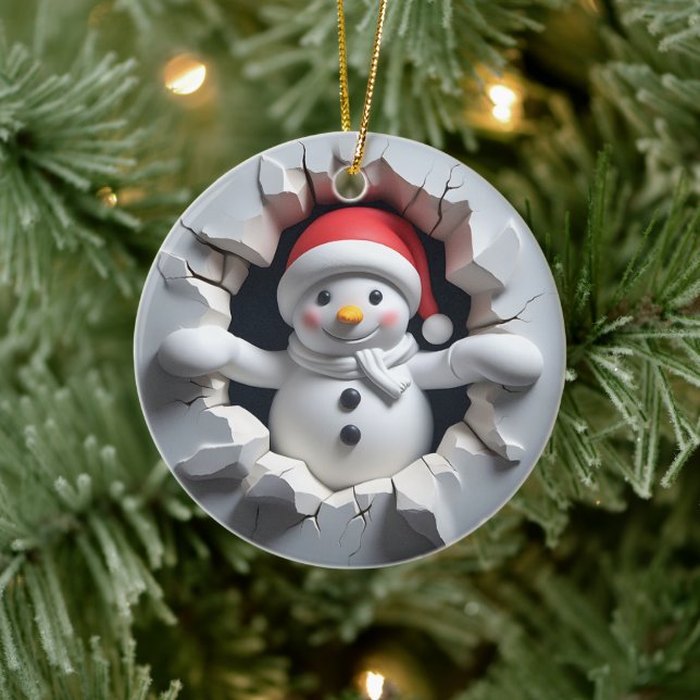 3D-Effekt von Snowman NICHT richtig 3D Keramik Ornament (Baum)