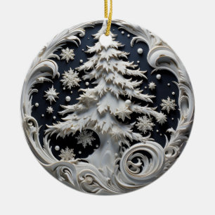 3D-Effekt-Weihnachtsbaum-Ornament Benutzerdefini Keramik Ornament