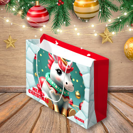 3D Einhorn Weihnachten Roter Feiertag Große Geschenktüte