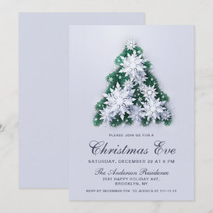 3D Elegante Snowflakes Tree Holiday Christmas Eve Einladung