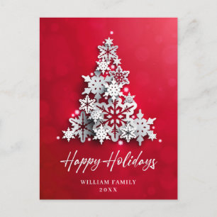 3D Elegante Snowflakes Weihnachtsbaum Gruß Postkarte