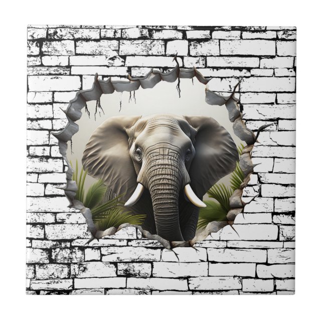 3D Elephant Wall Break - The Restaurant Fliese (Vorderseite)