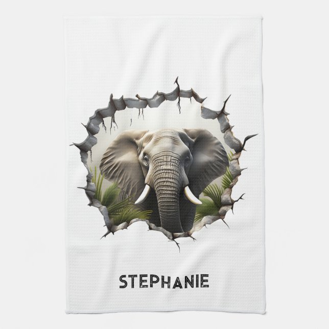 3D Elephant Wall Break - The Restaurant Geschirrtuch (Vertikal)