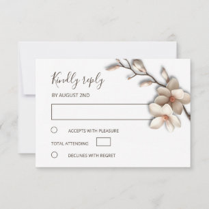 3D Elfenbein Magnolie Einfache Hochzeit RSVP Karte