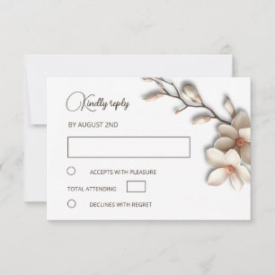 3D Elfenbein-Magnolie Einfache Hochzeit RSVP Karte