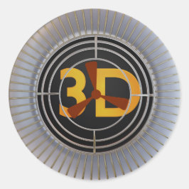 3D-Engine. Runder Aufkleber