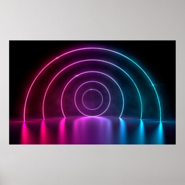 3d Entfärbung des ultravioletten Kreisportals glüh Poster (Vorne)